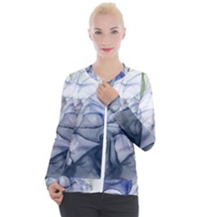 Blue Alcohol Ink Casual Zip Up Jacket by Dazzleway