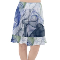 Blue Alcohol Ink Fishtail Chiffon Skirt