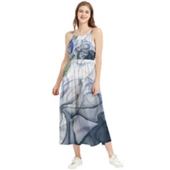 Blue Alcohol Ink Boho Sleeveless Summer Dress by Dazzleway