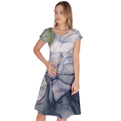 Blue Alcohol Ink Classic Short Sleeve Dress