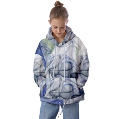 Blue Alcohol Ink Kids  Oversized Hoodie