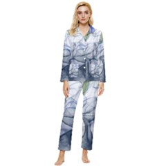 Blue Alcohol Ink Womens  Long Sleeve Pocket Pajamas Set by Dazzleway