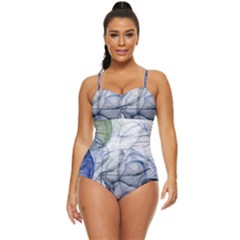 Blue Alcohol Ink Retro Full Coverage Swimsuit