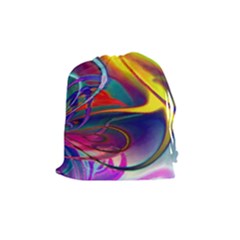 Colorful Rainbow Modern Paint Pattern 13 Drawstring Pouch (medium) by DinkovaArt