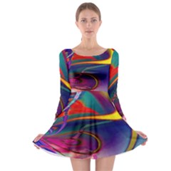 Colorful Rainbow Modern Paint Pattern 13 Long Sleeve Skater Dress