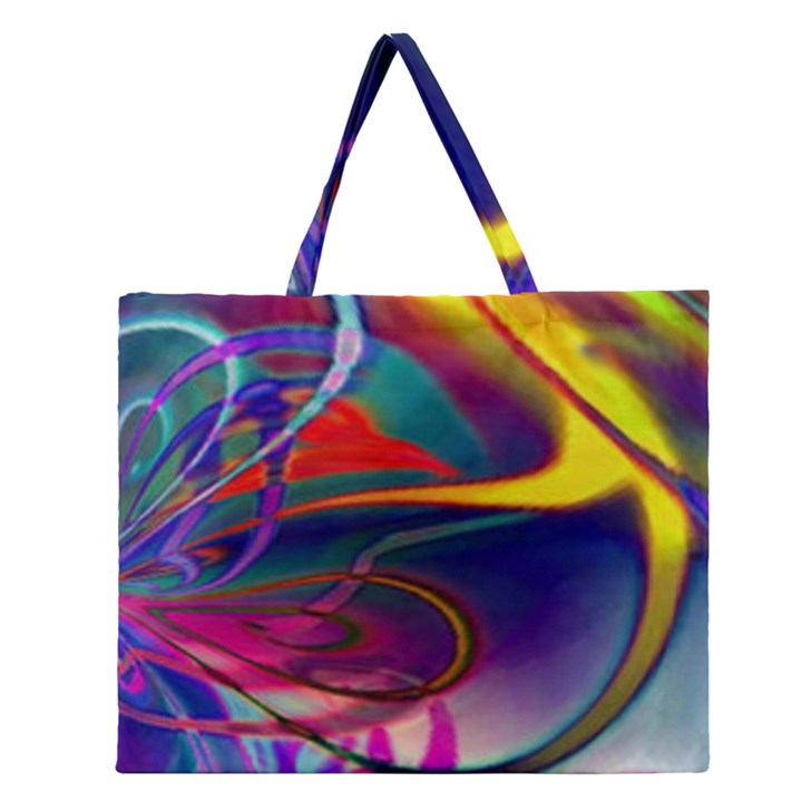 Colorful Rainbow Modern Paint Pattern 13 Zipper Large Tote Bag