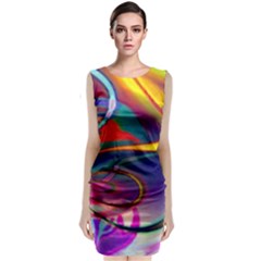 Colorful Rainbow Modern Paint Pattern 13 Sleeveless Velvet Midi Dress by DinkovaArt