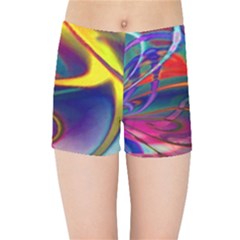 Colorful Rainbow Modern Paint Pattern 13 Kids  Sports Shorts by DinkovaArt