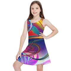 Colorful Rainbow Modern Paint Pattern 13 Kids  Lightweight Sleeveless Dress by DinkovaArt