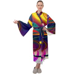 Colorful Rainbow Modern Paint Pattern 13 Maxi Velour Kimono by DinkovaArt