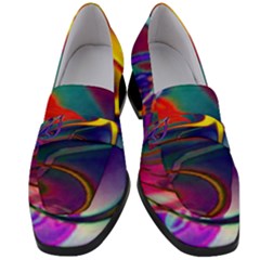 Colorful Rainbow Modern Paint Pattern 13 Women s Chunky Heel Loafers by DinkovaArt