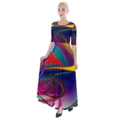 Colorful Rainbow Modern Paint Pattern 13 Half Sleeves Maxi Dress by DinkovaArt