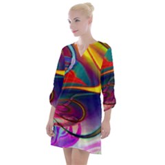 Colorful Rainbow Modern Paint Pattern 13 Open Neck Shift Dress