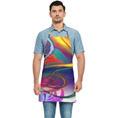 Colorful Rainbow Modern Paint Pattern 13 Kitchen Apron by DinkovaArt