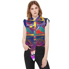 Colorful Rainbow Modern Paint Pattern 13 Frill Detail Shirt