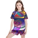 Colorful Rainbow Modern Paint Pattern 13 Kids  Tee and Sports Shorts Set View1