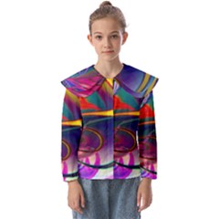 Colorful Rainbow Modern Paint Pattern 13 Kids  Peter Pan Collar Blouse by DinkovaArt