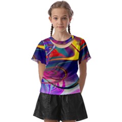 Colorful Rainbow Modern Paint Pattern 13 Kids  Front Cut Tee by DinkovaArt