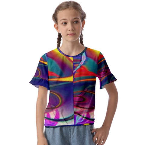 Colorful Rainbow Modern Paint Pattern 13 Kids  Cuff Sleeve Scrunch Bottom Tee by DinkovaArt