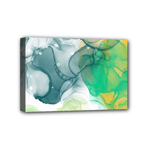 Orange And Green Alcohol Ink  Mini Canvas 6  X 4  (stretched) by Dazzleway