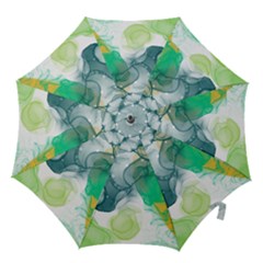 Orange And Green Alcohol Ink  Hook Handle Umbrellas (small) by Dazzleway