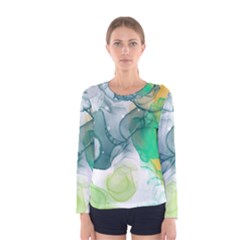 Orange And Green Alcohol Ink  Women s Long Sleeve Tee