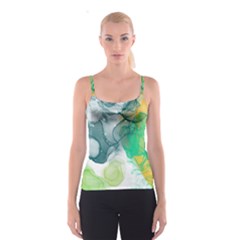 Orange And Green Alcohol Ink  Spaghetti Strap Top by Dazzleway