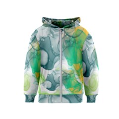 Orange And Green Alcohol Ink  Kids  Zipper Hoodie