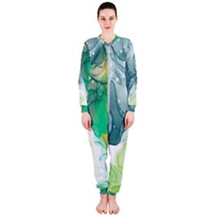 Orange And Green Alcohol Ink  Onepiece Jumpsuit (ladies) 