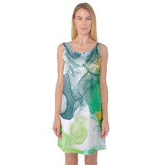 Orange And Green Alcohol Ink  Sleeveless Satin Nightdress by Dazzleway