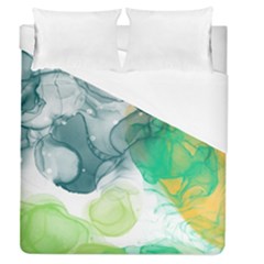 Orange And Green Alcohol Ink  Duvet Cover (queen Size) by Dazzleway