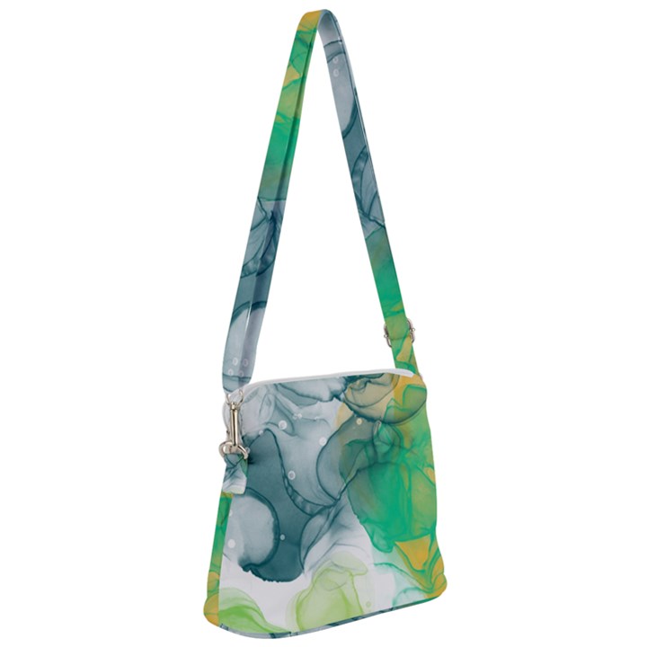 Orange and green alcohol ink  Zipper Messenger Bag