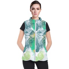 Orange And Green Alcohol Ink  Women s Puffer Vest