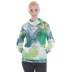 Orange And Green Alcohol Ink  Women s Hooded Pullover