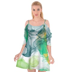 Orange And Green Alcohol Ink  Cutout Spaghetti Strap Chiffon Dress by Dazzleway