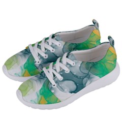 Orange And Green Alcohol Ink  Women s Lightweight Sports Shoes by Dazzleway