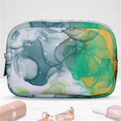 Orange And Green Alcohol Ink  Make Up Pouch (small) by Dazzleway