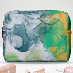 Orange And Green Alcohol Ink  Make Up Pouch (large) by Dazzleway