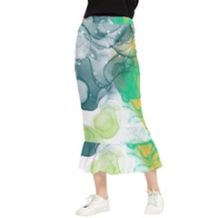 Orange And Green Alcohol Ink  Maxi Fishtail Chiffon Skirt by Dazzleway