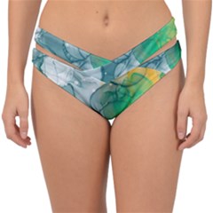 Orange And Green Alcohol Ink  Double Strap Halter Bikini Bottom