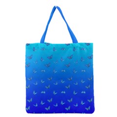 Butterflies At Blue, Two Color Tone Gradient Grocery Tote Bag by Casemiro