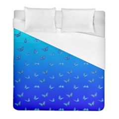 Butterflies At Blue, Two Color Tone Gradient Duvet Cover (full/ Double Size) by Casemiro