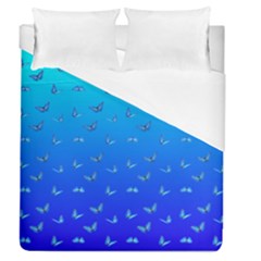 Butterflies At Blue, Two Color Tone Gradient Duvet Cover (queen Size) by Casemiro