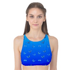 Butterflies At Blue, Two Color Tone Gradient Tank Bikini Top by Casemiro