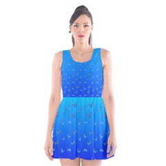 Butterflies At Blue, Two Color Tone Gradient Scoop Neck Skater Dress by Casemiro