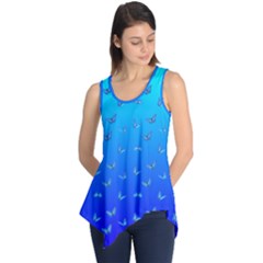 Butterflies At Blue, Two Color Tone Gradient Sleeveless Tunic by Casemiro