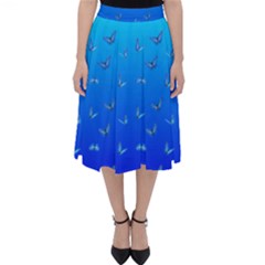 Butterflies At Blue, Two Color Tone Gradient Classic Midi Skirt by Casemiro