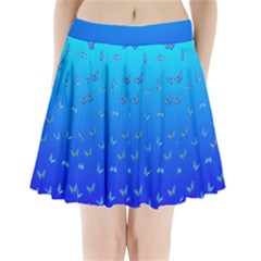 Butterflies At Blue, Two Color Tone Gradient Pleated Mini Skirt by Casemiro