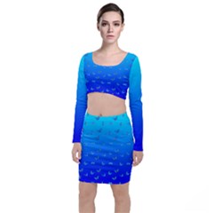 Butterflies At Blue, Two Color Tone Gradient Top And Skirt Sets by Casemiro