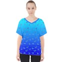 Butterflies at blue, two color tone gradient V-Neck Dolman Drape Top View1